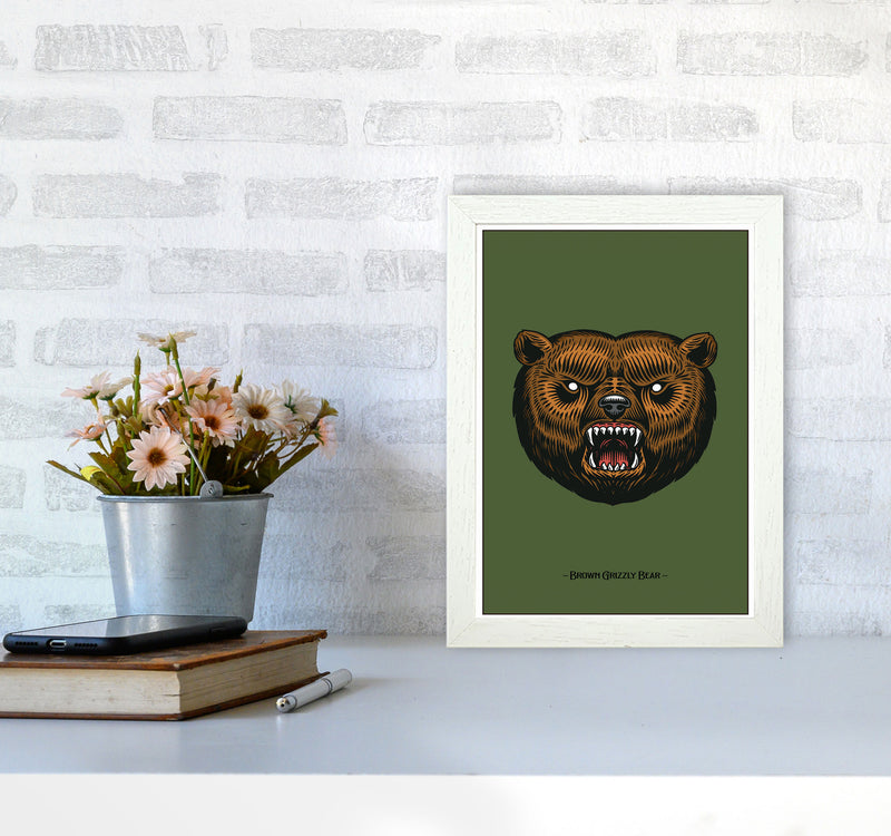 Brown Grizzly Bear Art Print by Jason Stanley A4 Oak Frame