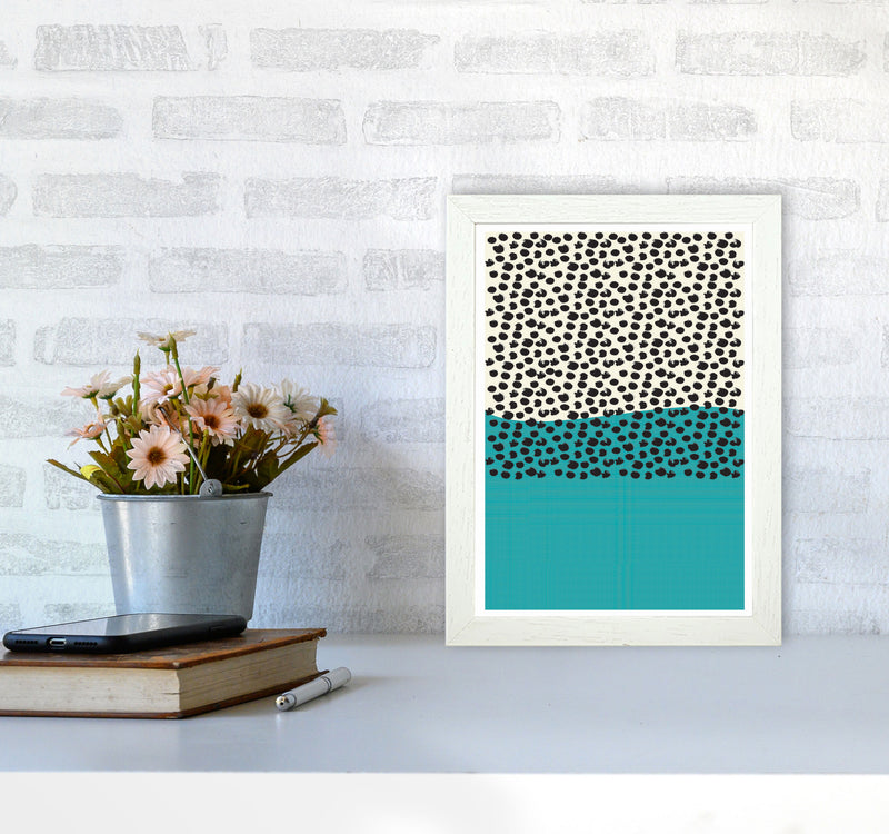 Blue Vibe Halftone Art Print by Jason Stanley A4 Oak Frame