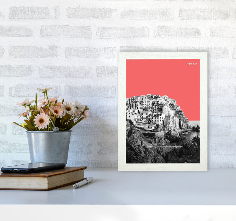 Halftone Italy Red Art Print by Jason Stanley A4 Oak Frame