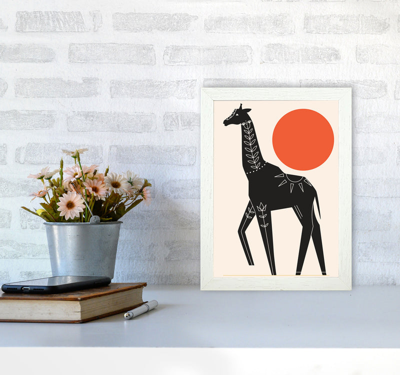 Giraffe In The Sun Art Print by Jason Stanley A4 Oak Frame