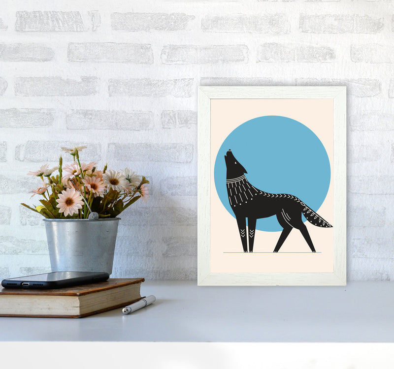 Howl At The Moon Art Print by Jason Stanley A4 Oak Frame