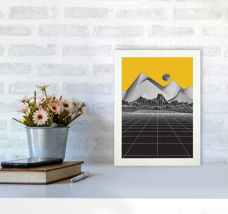 Moon Rise Yellow Art Print by Jason Stanley A4 Oak Frame