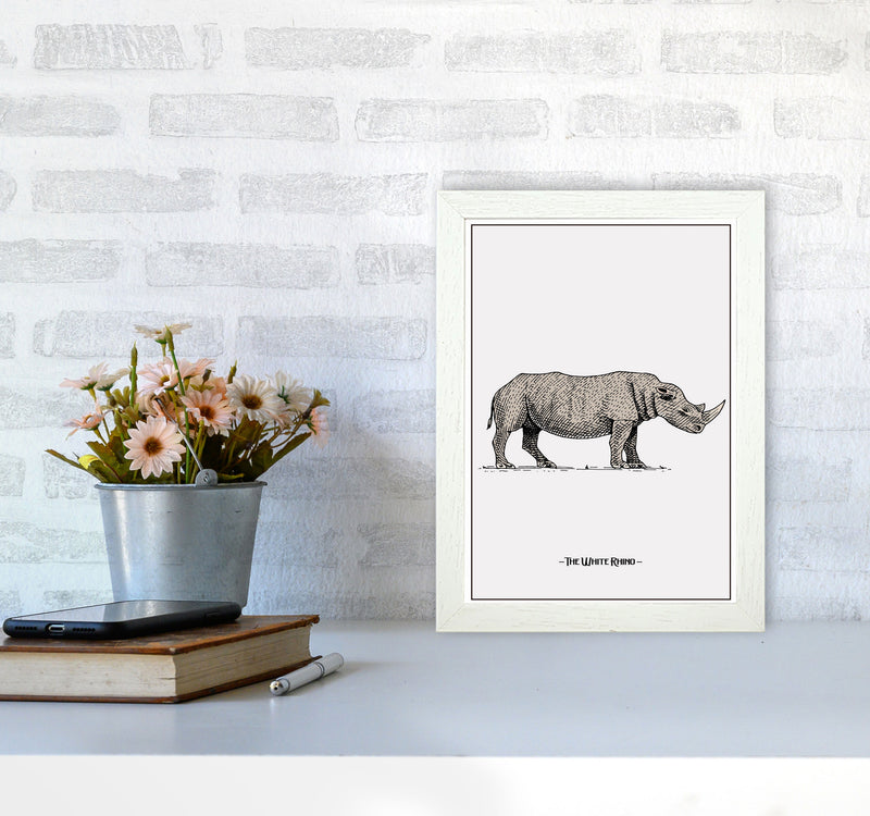 The White Rhino Art Print by Jason Stanley A4 Oak Frame