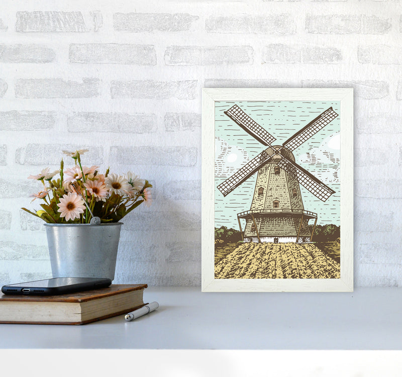 Vintage Windmill Art Print by Jason Stanley A4 Oak Frame