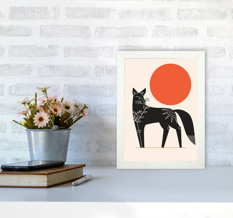 Fox And The Sun Art Print by Jason Stanley A4 Oak Frame