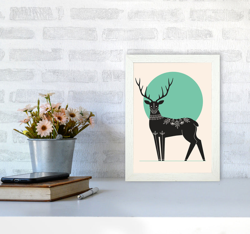 Moonlight Deer Art Print by Jason Stanley A4 Oak Frame