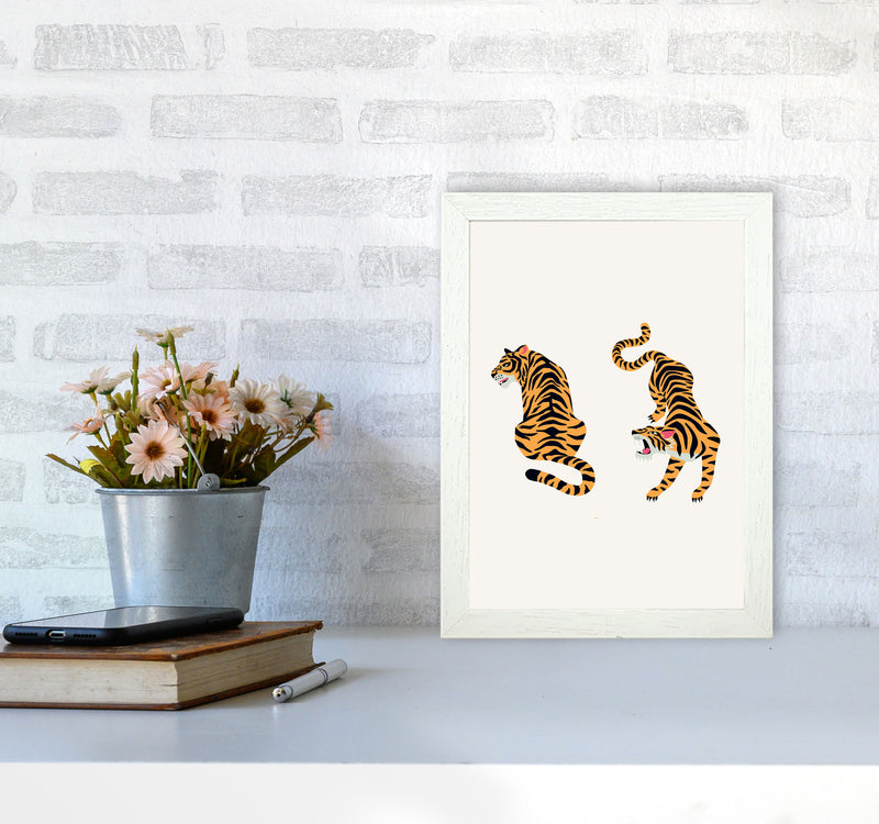 The Two Tigers Art Print by Jason Stanley A4 Oak Frame
