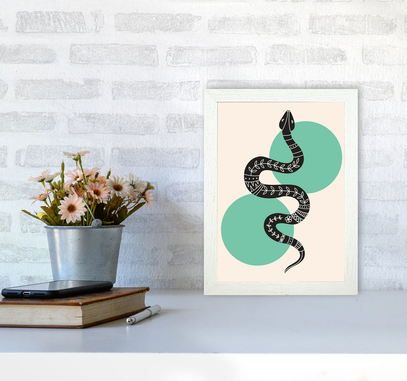 Abstract Snake Art Print by Jason Stanley A4 Oak Frame