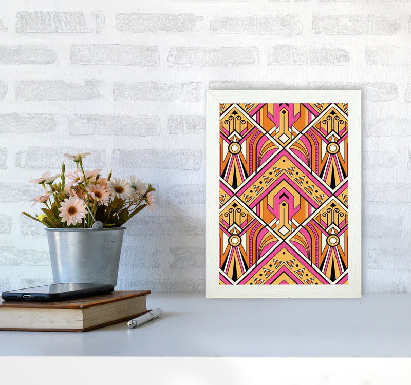 Pink Patterns Art Print by Jason Stanley A4 Oak Frame