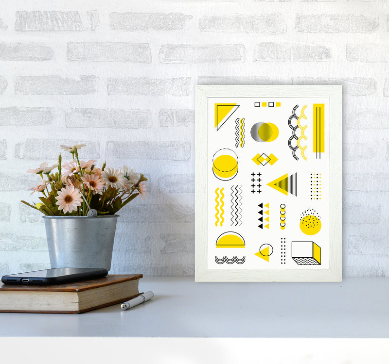 Yellow Shapes Art Print by Jason Stanley A4 Oak Frame