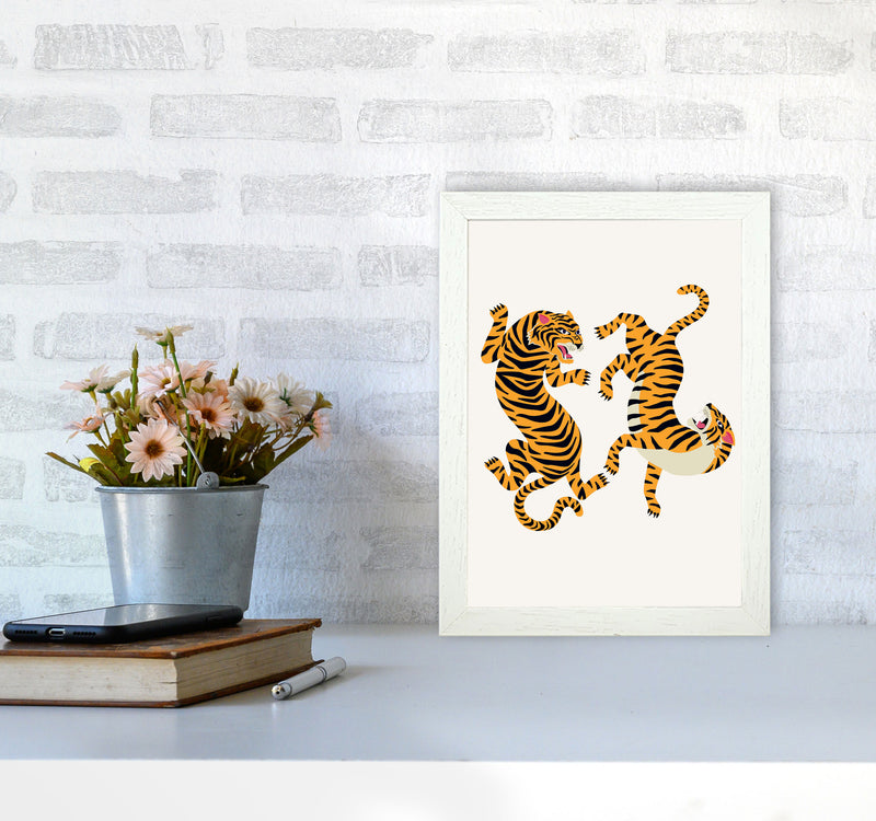 Two Tigers Art Print by Jason Stanley A4 Oak Frame