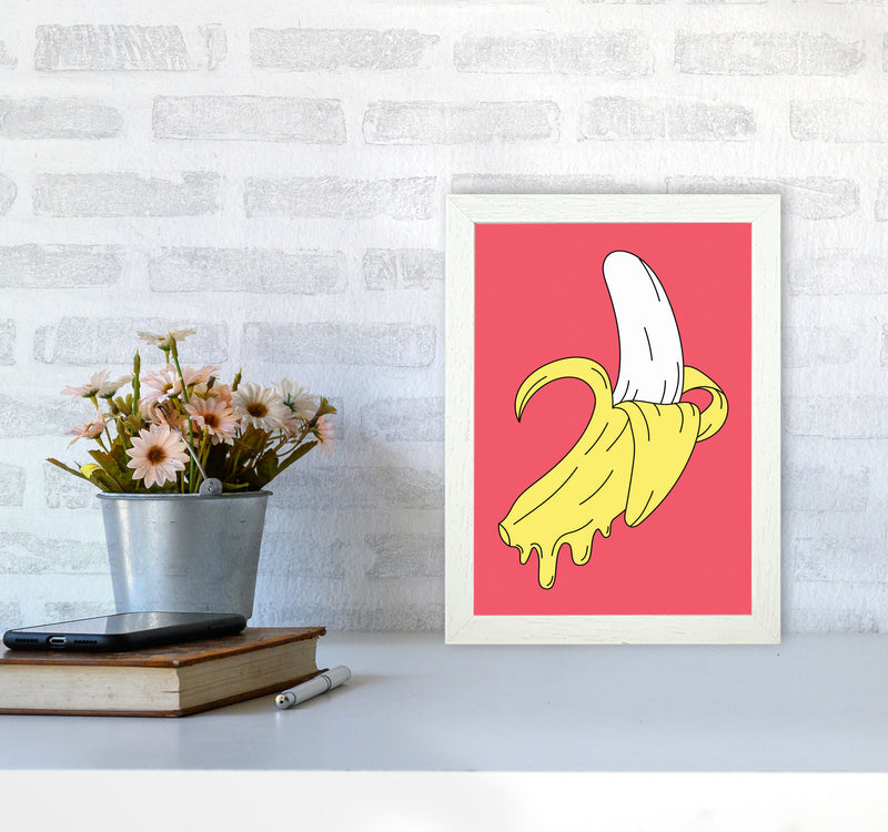 Melting Pink Banana Art Print by Jason Stanley A4 Oak Frame