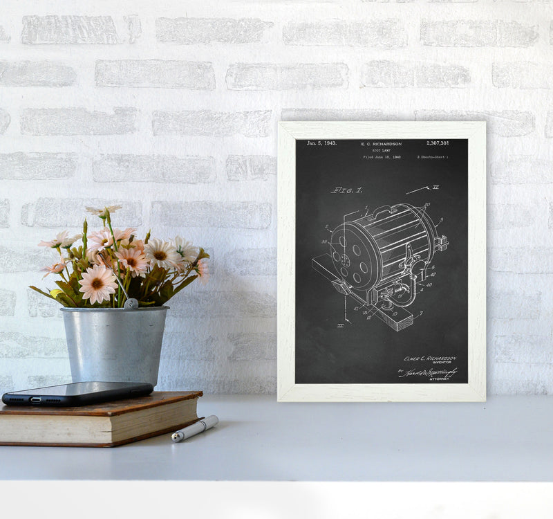 Cinema Spot Light Patent-Chalkboard Art Print by Jason Stanley A4 Oak Frame