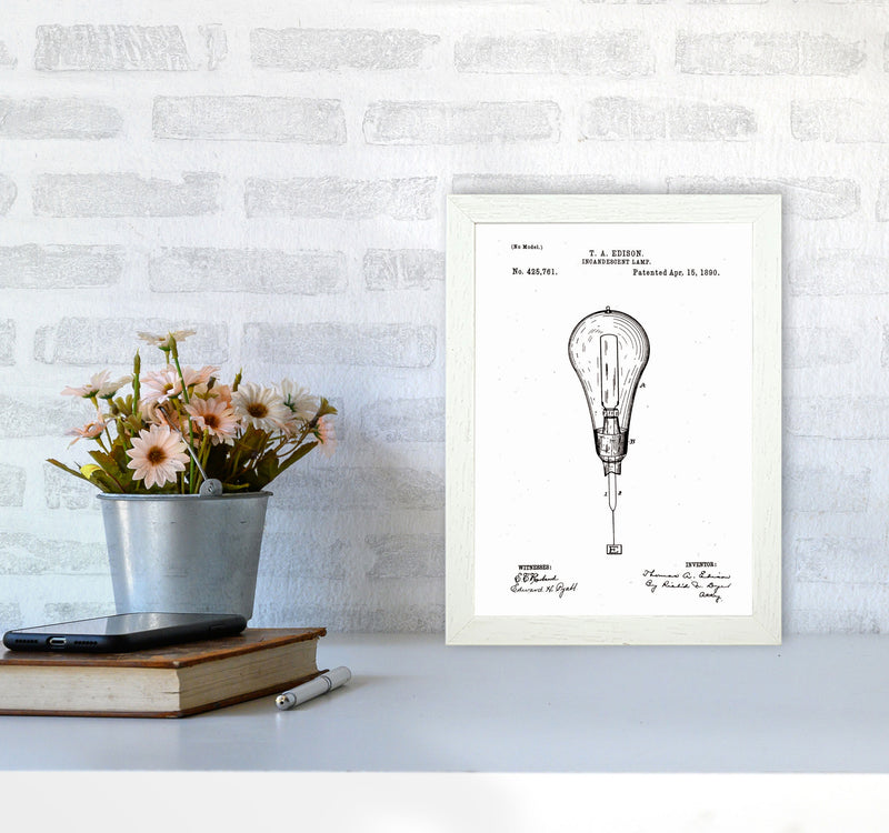 Incandescent Light Bulb Patent Art Print by Jason Stanley A4 Oak Frame