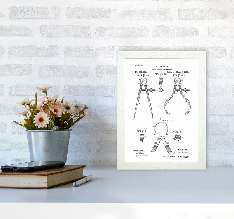 Calipers And Dividers Patent Art Print by Jason Stanley A4 Oak Frame