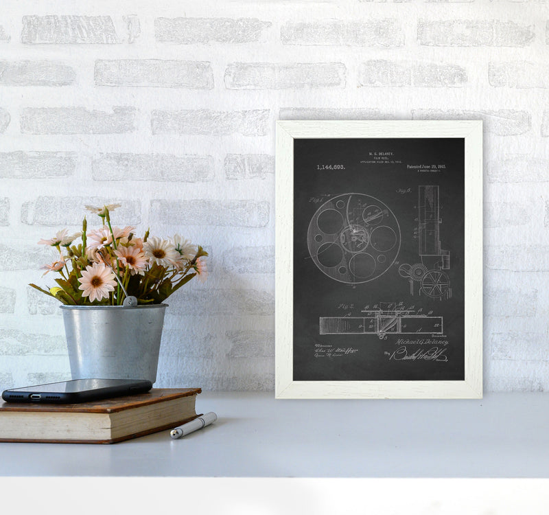 Film Reel Patent 2-Chalkboard Art Print by Jason Stanley A4 Oak Frame