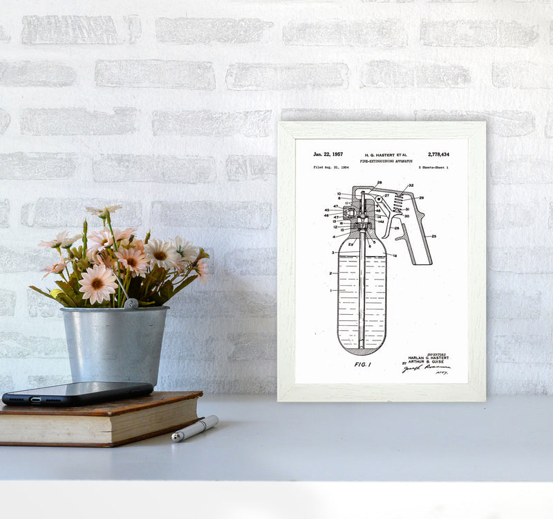 Fire Extinguisher Patent Art Print by Jason Stanley A4 Oak Frame