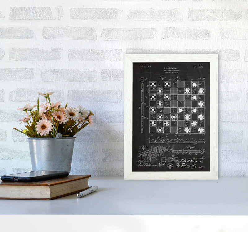 Chess And Checkers Patent Art Print by Jason Stanley A4 Oak Frame