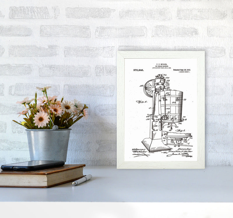 Ice Cream Machine Patent Art Print by Jason Stanley A4 Oak Frame