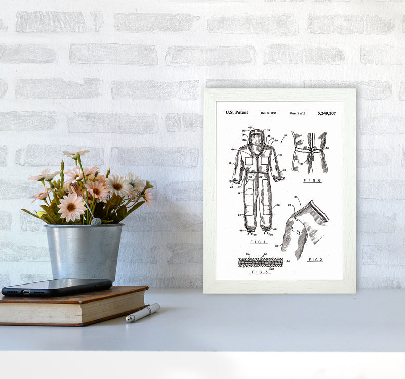 Bee Keeper Suit Patent Art Print by Jason Stanley A4 Oak Frame