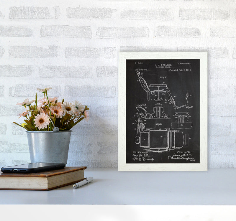 Barber's Chair Patent Art Print by Jason Stanley A4 Oak Frame