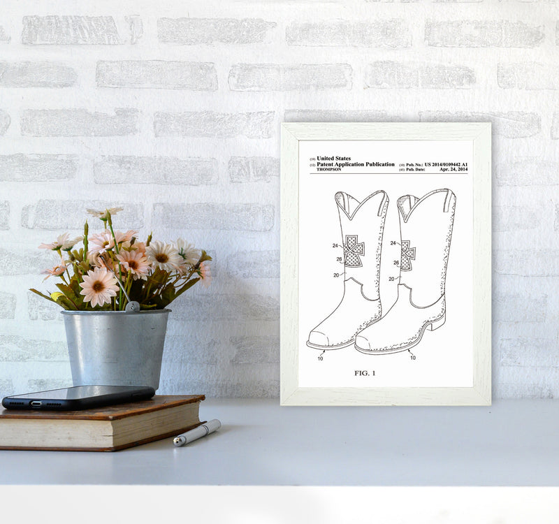 Cowboy Boots Patent Art Print by Jason Stanley A4 Oak Frame