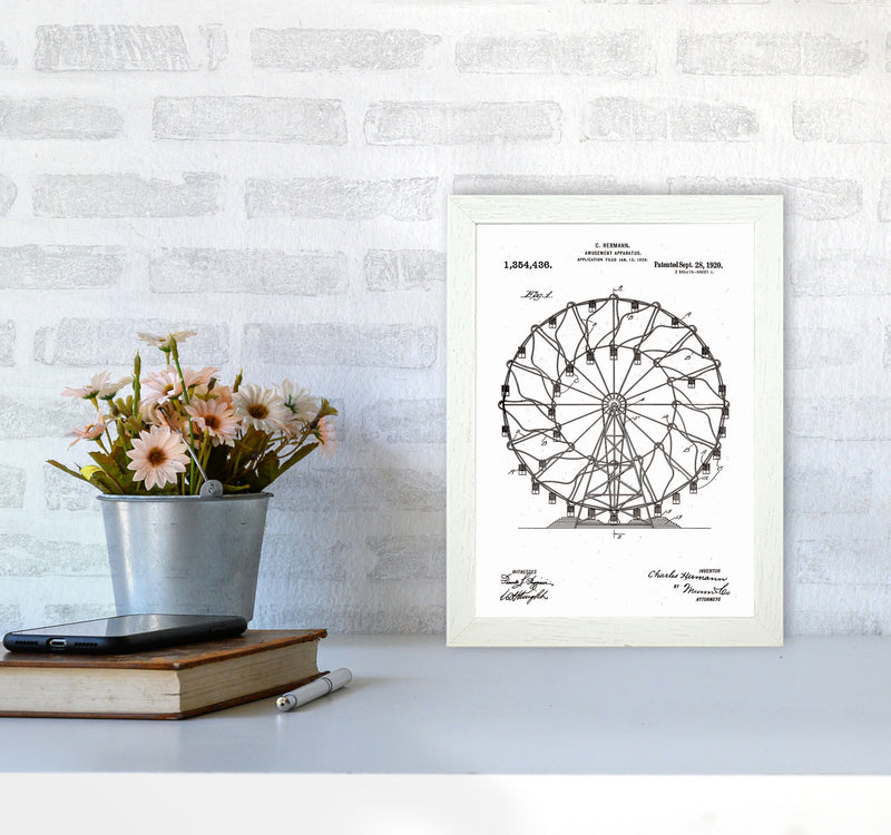 Ferris Wheel Patent Art Print by Jason Stanley A4 Oak Frame