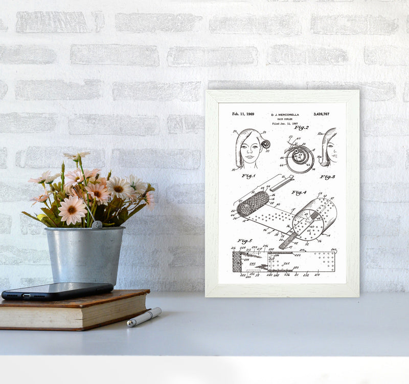 Hair Curler Patent Art Print by Jason Stanley A4 Oak Frame