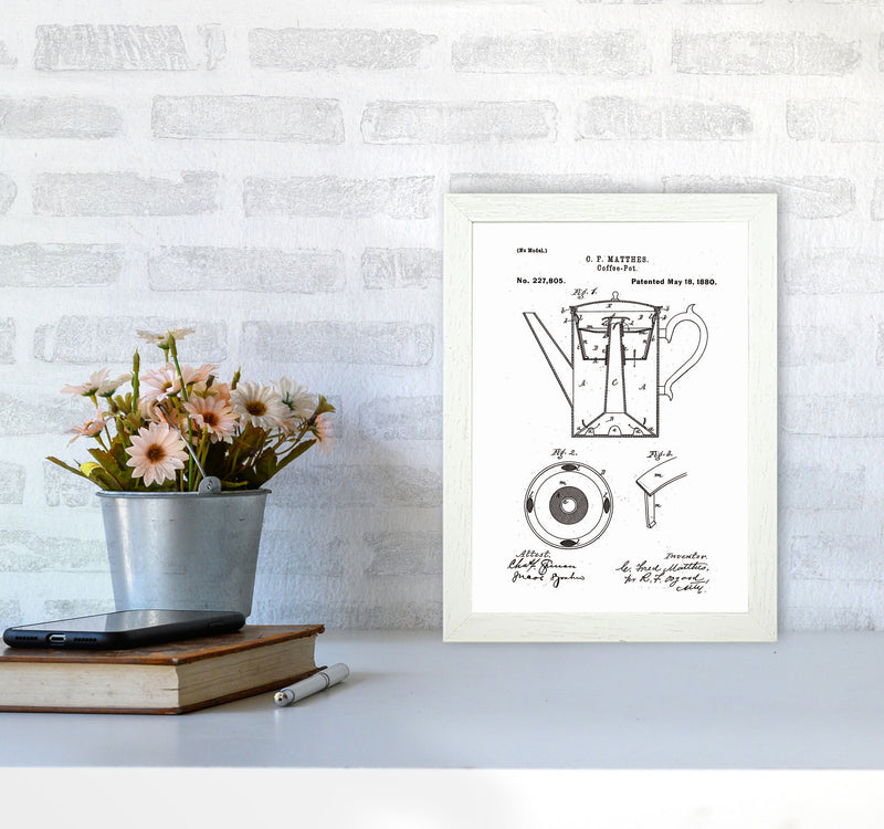 Coffee Pot Patent Art Print by Jason Stanley A4 Oak Frame