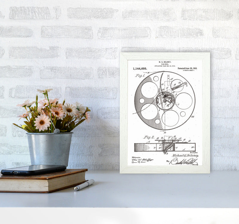 Film Reel Patent Art Print by Jason Stanley A4 Oak Frame