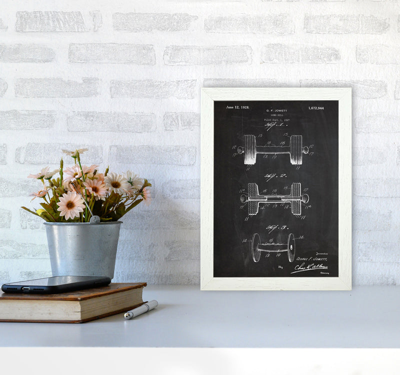 Dumbbell Patent Art Print by Jason Stanley A4 Oak Frame