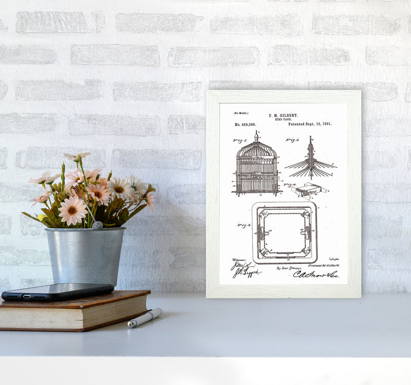 Bird Cage Patent Art Print by Jason Stanley A4 Oak Frame