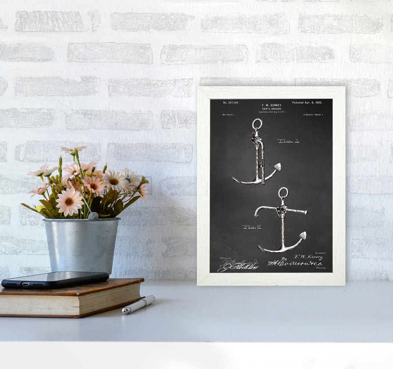 Anchor Patent 1 Art Print by Jason Stanley A4 Oak Frame