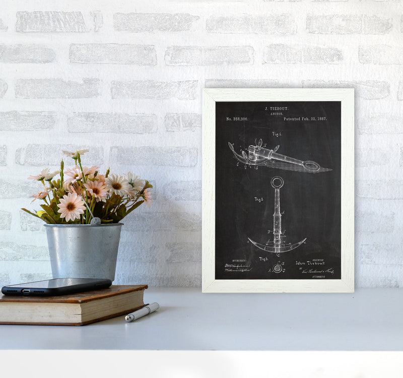 Anchor Patent Art Print by Jason Stanley A4 Oak Frame