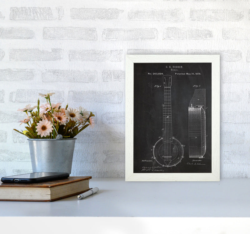 Banjo Patent Art Print by Jason Stanley A4 Oak Frame