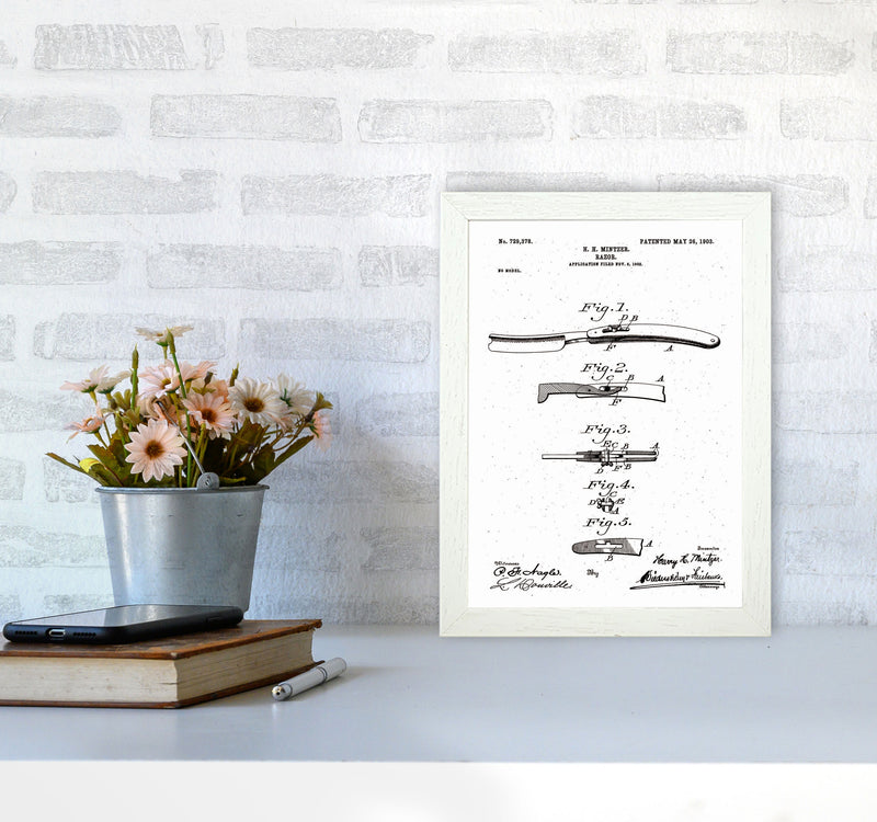 Razor Patent Art Print by Jason Stanley A4 Oak Frame