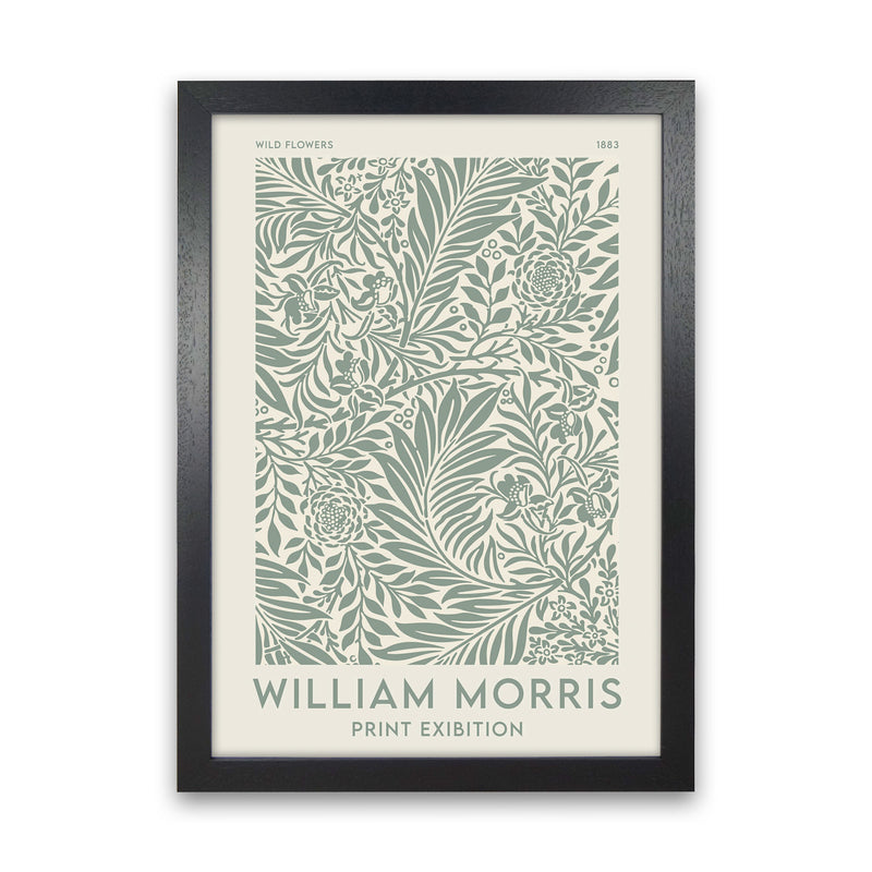William Morris- Green Wild Flowers Art Print by Jason Stanley Black Grain