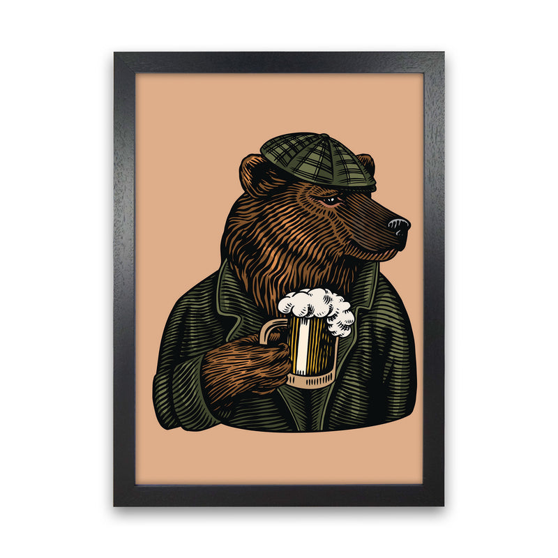 Frosty The Bear With A Frosty Beer Art Print by Jason Stanley Black Grain