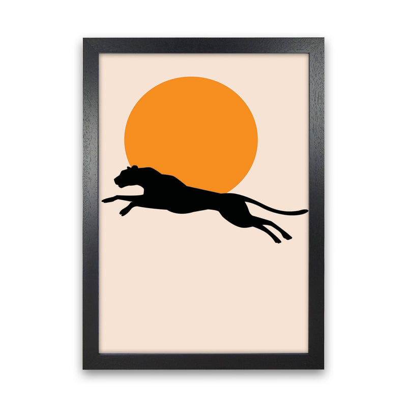 Leaping Leopard Sun Poster Art Print by Jason Stanley Black Grain