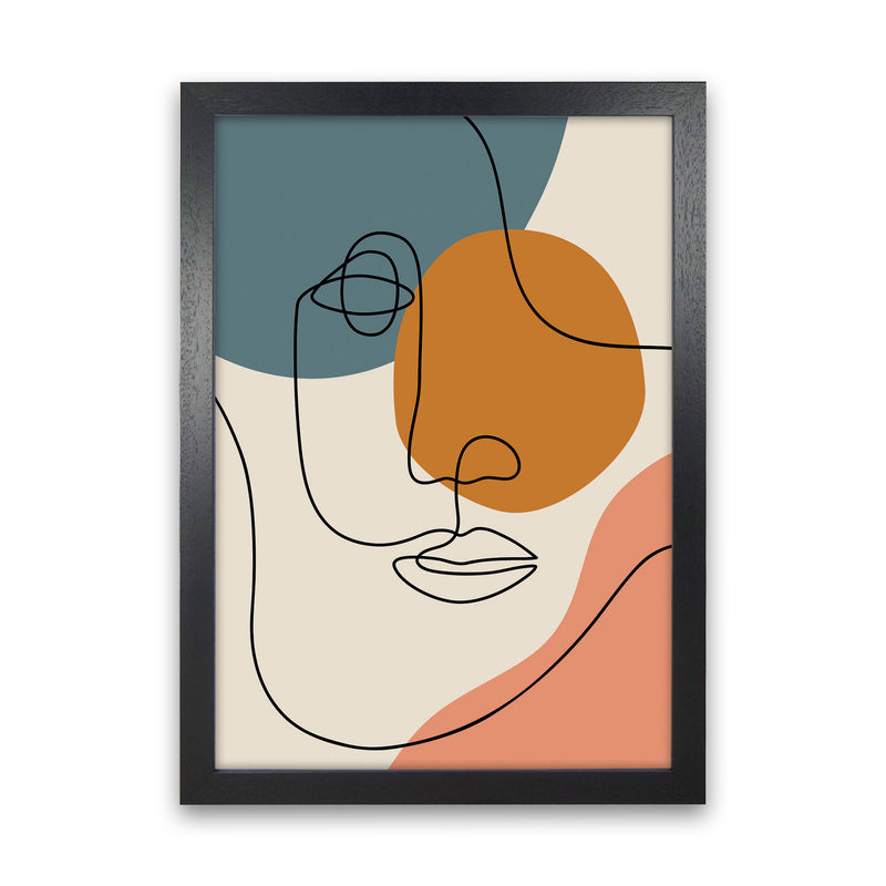 Abstract Face Line Drawing Art Print by Jason Stanley Black Grain