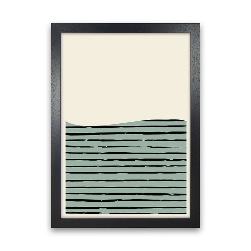 Green Minimal Midcentury Art Print by Jason Stanley Black Grain