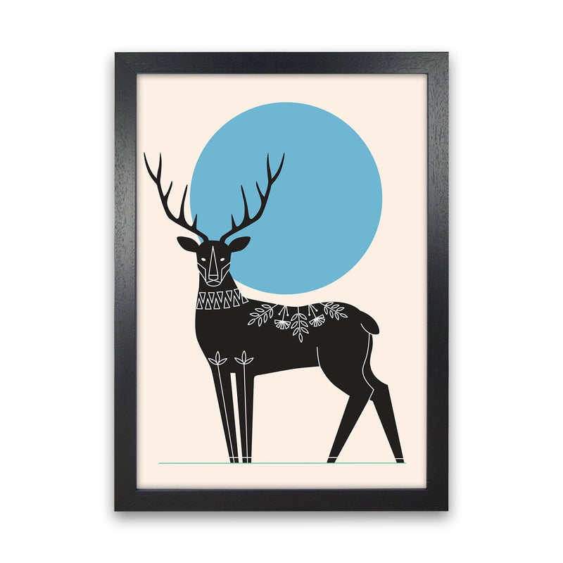 Blue Moonlight Deer Art Print by Jason Stanley Black Grain