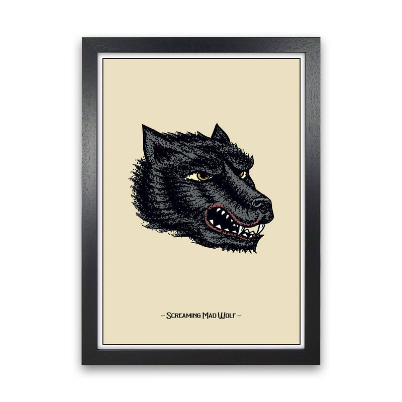 Screaming Mad Wolf Art Print by Jason Stanley Black Grain