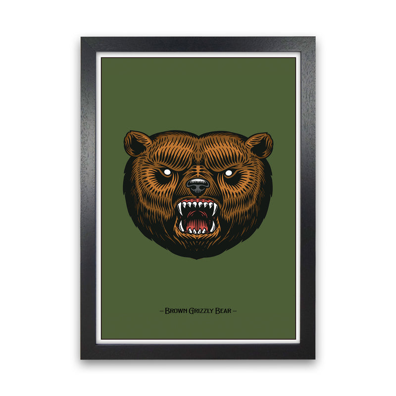 Brown Grizzly Bear Art Print by Jason Stanley Black Grain