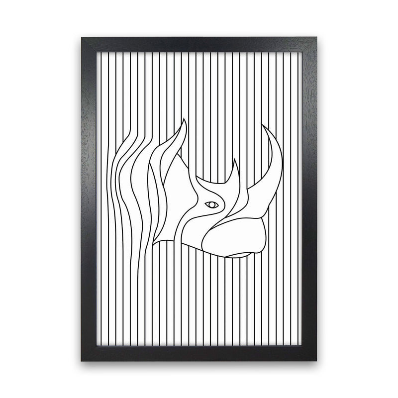 Line Drawing Rhino Art Print by Jason Stanley Black Grain