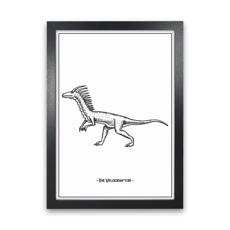The Velociraptor Art Print by Jason Stanley Black Grain