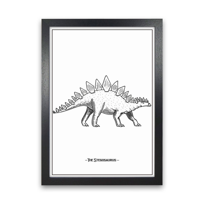 The Stegosaurus Art Print by Jason Stanley Black Grain