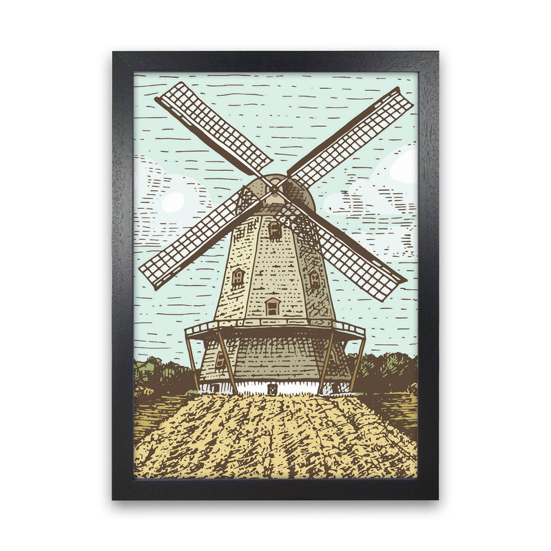 Vintage Windmill Art Print by Jason Stanley Black Grain