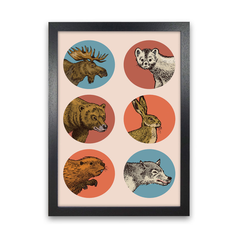 Animal Circles Art Print by Jason Stanley Black Grain