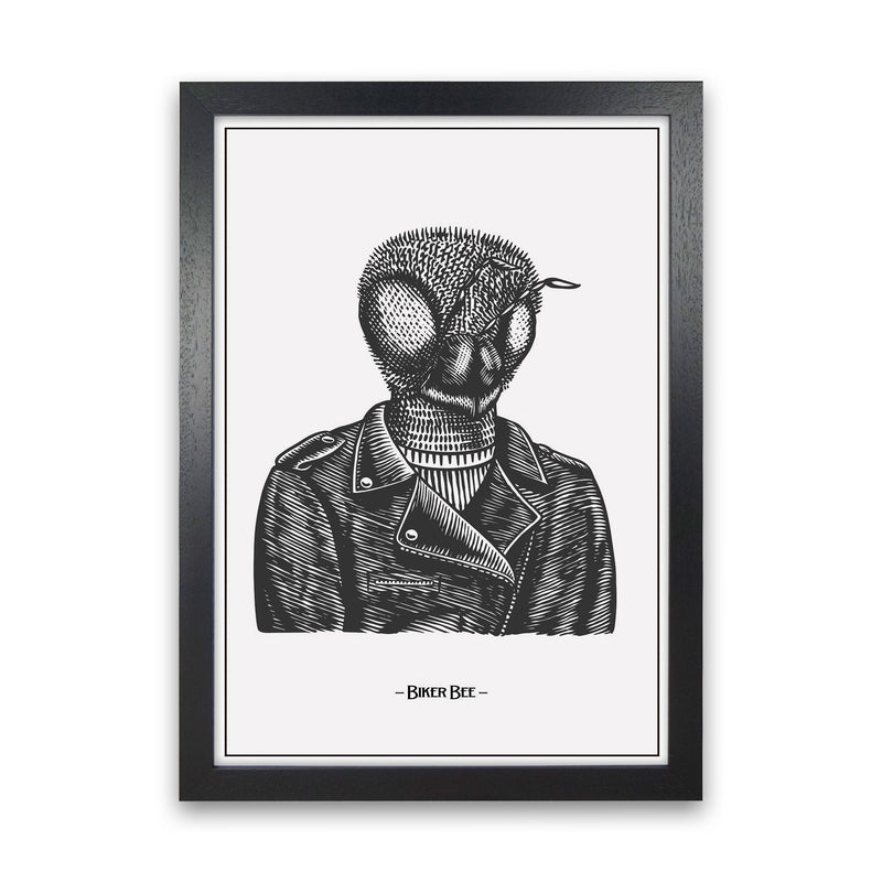The Biker Bee Art Print by Jason Stanley Black Grain